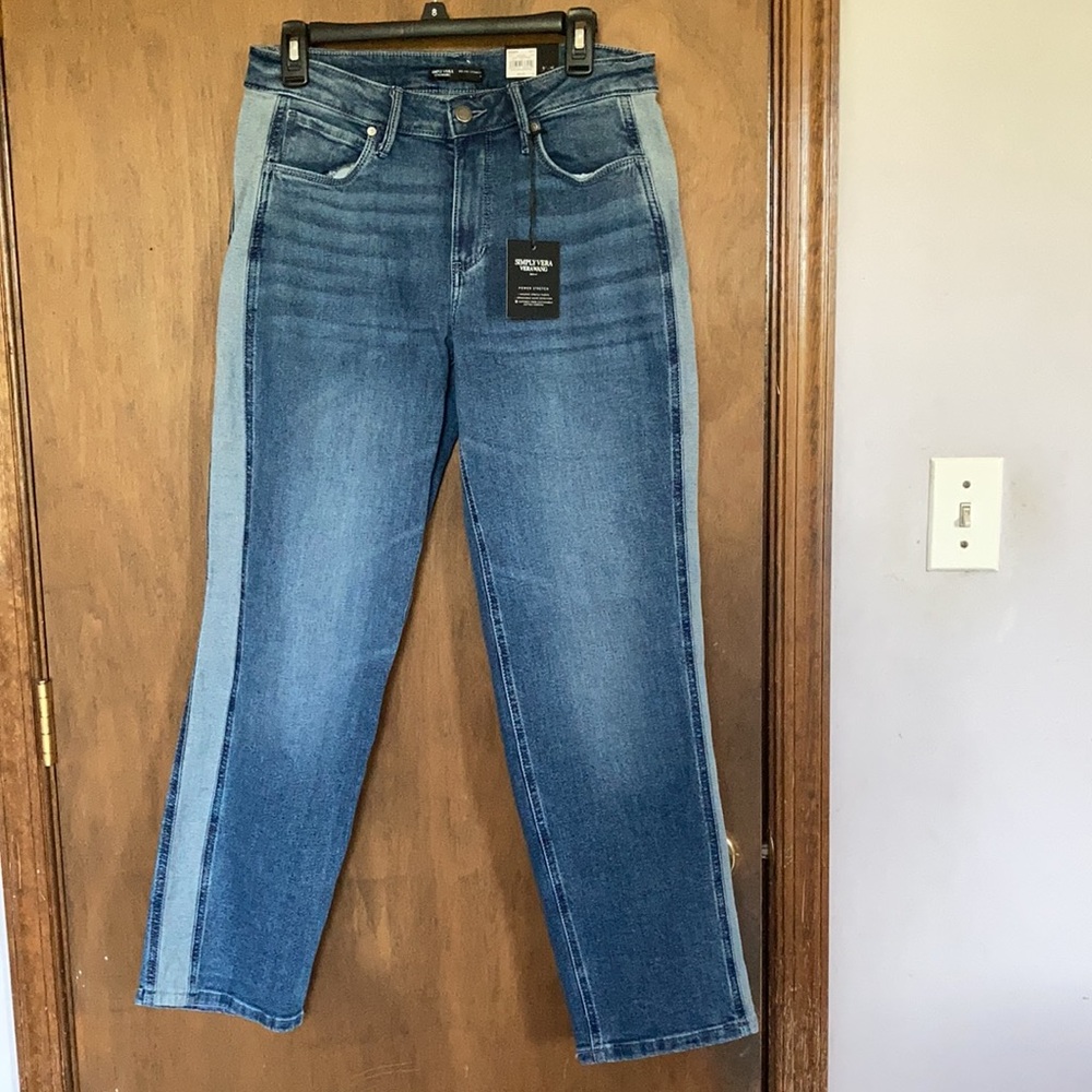 Simply Vera Vera Wang jean straight power stretch jean with side stripe 6 or 14 - Picture 10 of 17